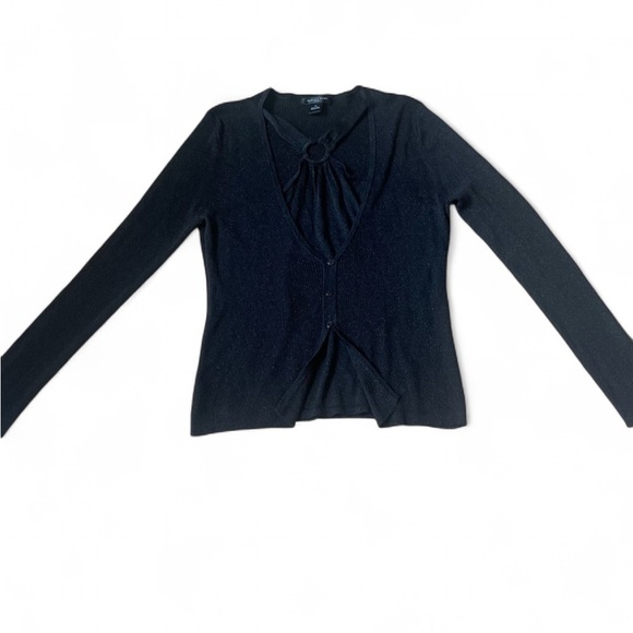 |August Silk| Black Metallic Silk Blend Cardigan in Woman’s XL - Picture 2 of 8